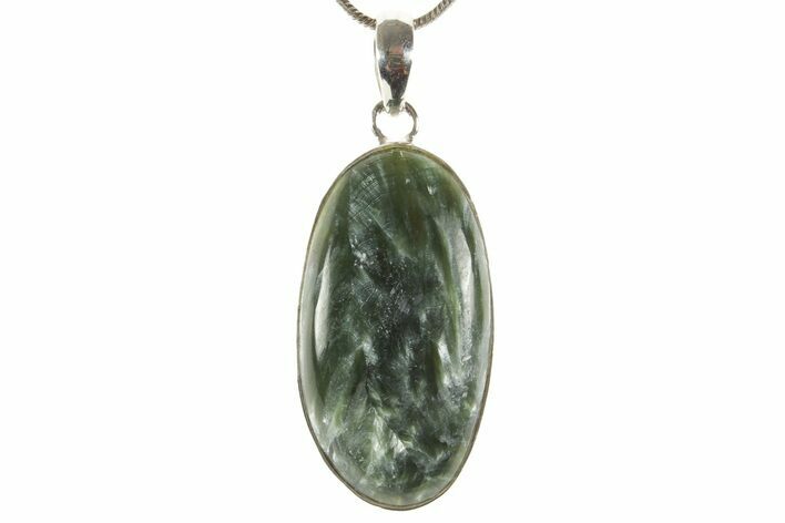 Polished Seraphinite Pendant (Necklace) - Sterling Silver #369944